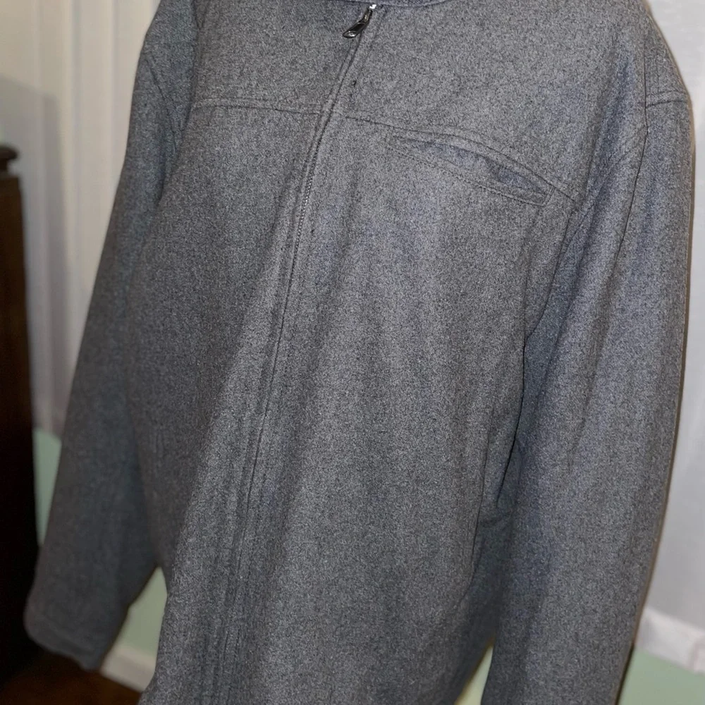 Men’s Gray Fleece Wool Jacket Big and Tall casual coats outdoor apparel - Picture 4 of 7